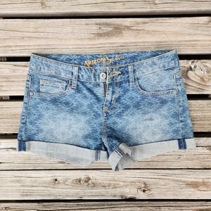 Tribal Print Aztec Denim Shorts Jeans 1 Cuffed Summer Coachella Fun Arizona